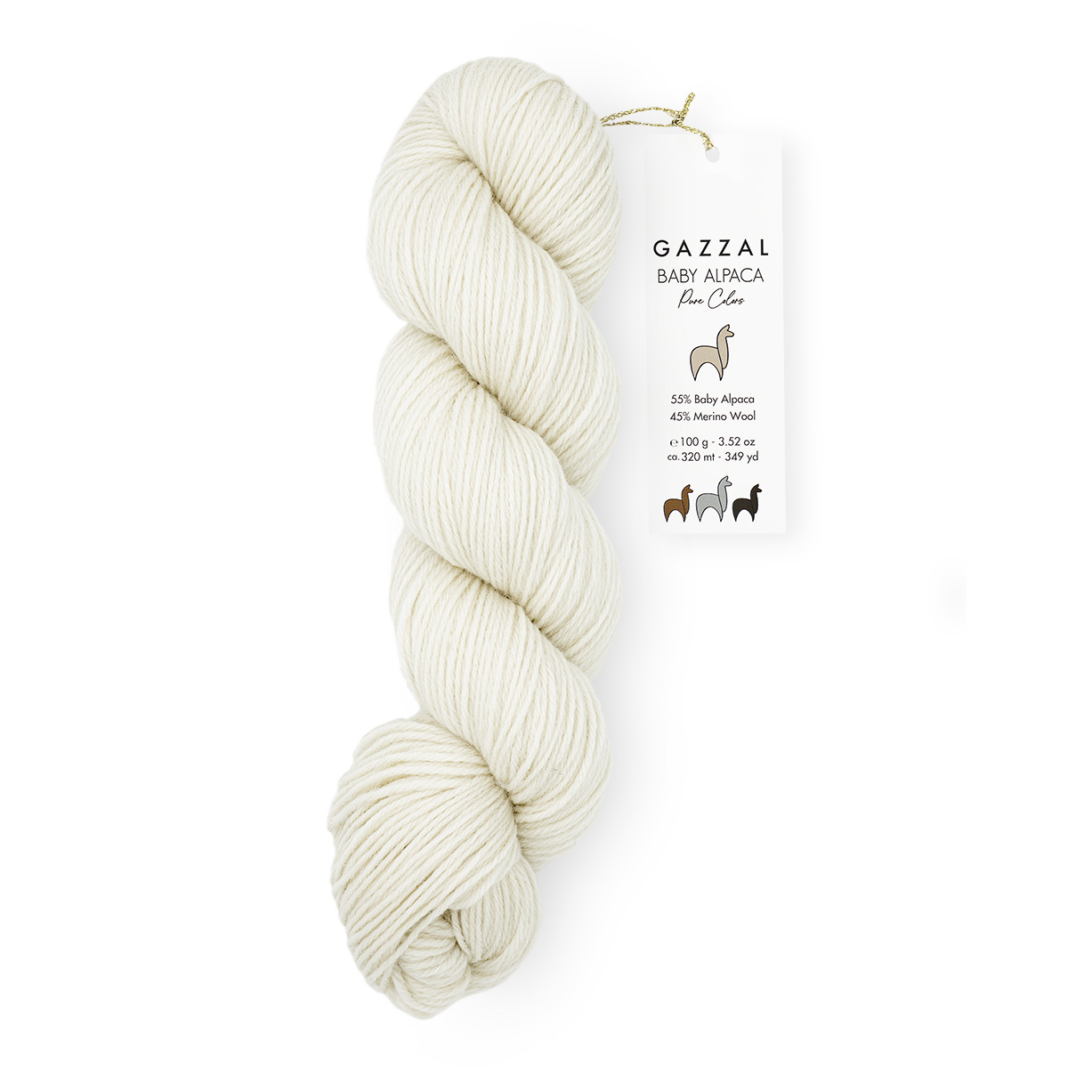 Cuộn len sợi lông cừu Merino pha lạc đà Alpaca màu tự nhiên không nhuộm Gazzal Baby Alpaca Pure Color