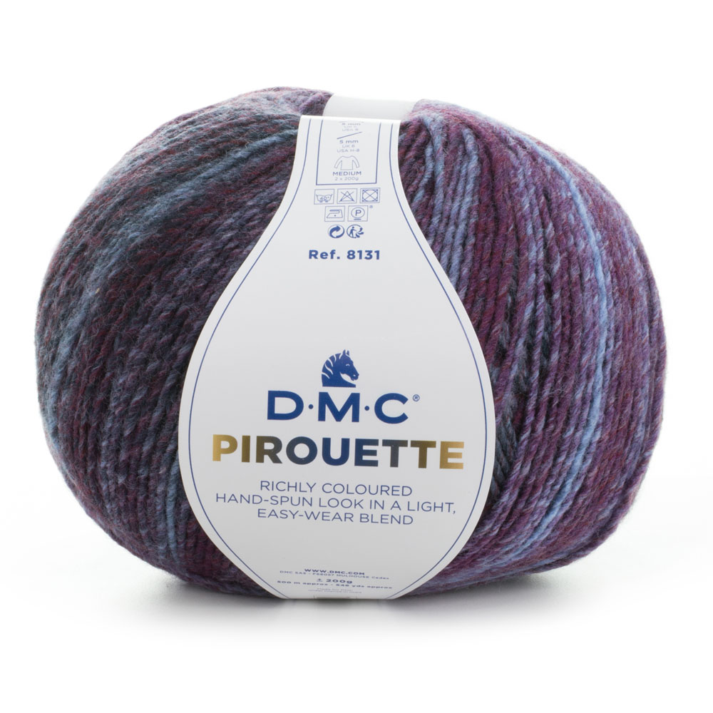 Cuộn len sợi đan tay loang nhiều màu AC , Acrylic DMC Pirouette 200gr Art 8131