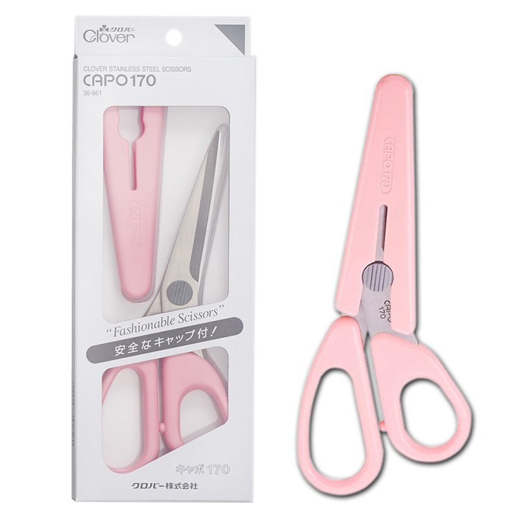 Kéo cắt vải thép không gỉ Clover Stainless Steel Scissors CAPO 170 Pink 17cm