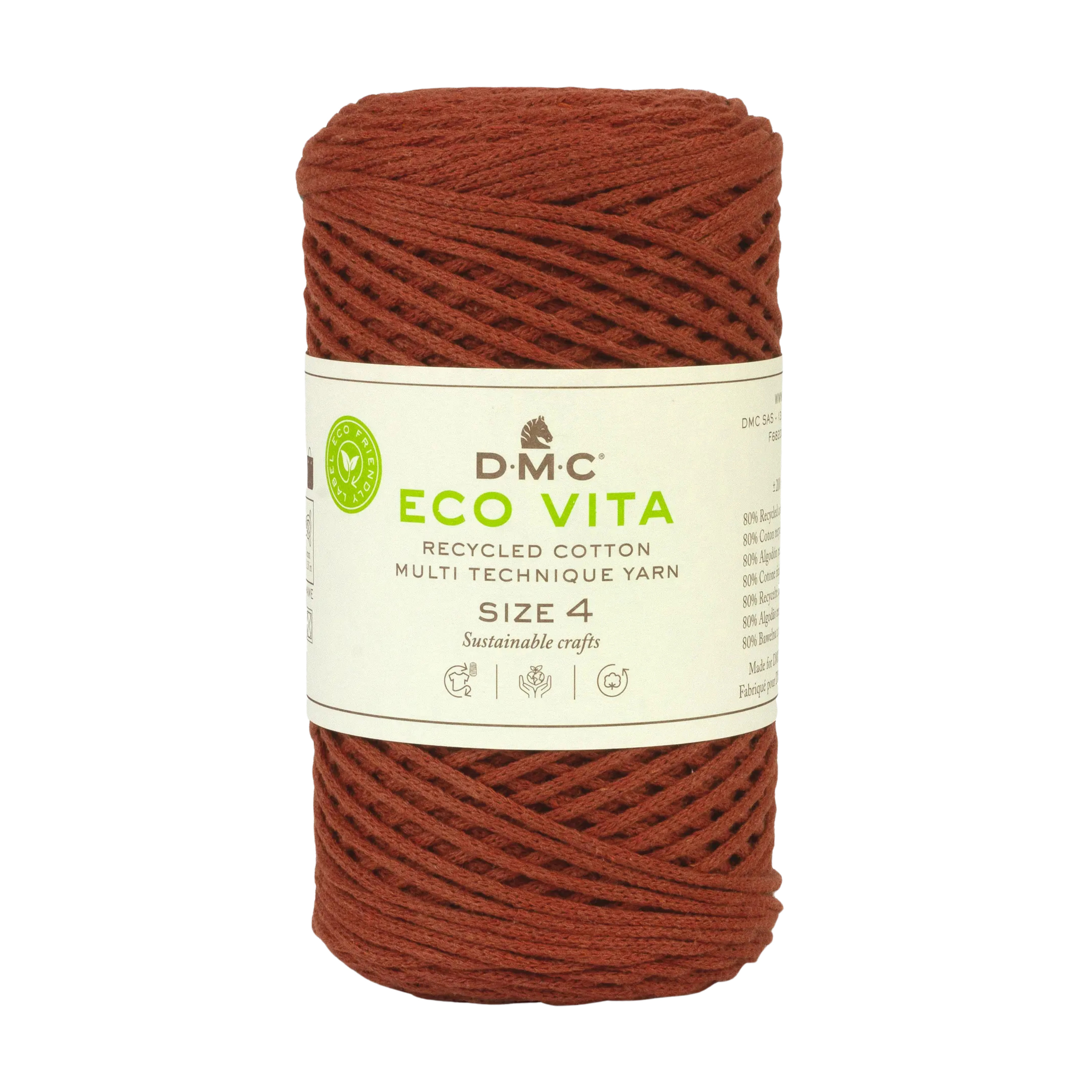 Cuộn sợi DMC COTON RECYCLE ECO VITA 4MM 4 PEL 250G COL U Art 385