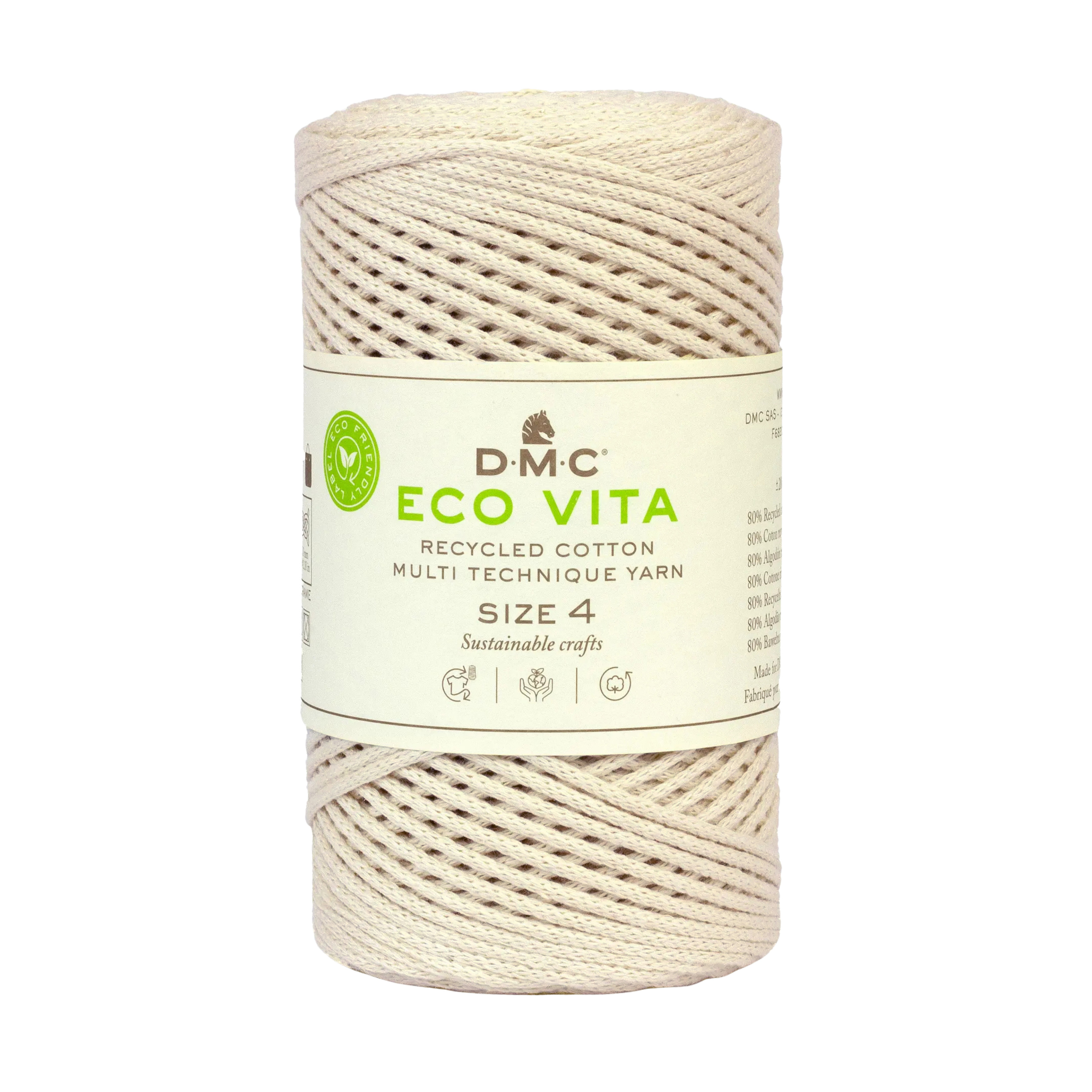 Cuộn sợi DMC COTON RECYCLE ECO VITA 4MM 4 PEL 250G COL U Art 385