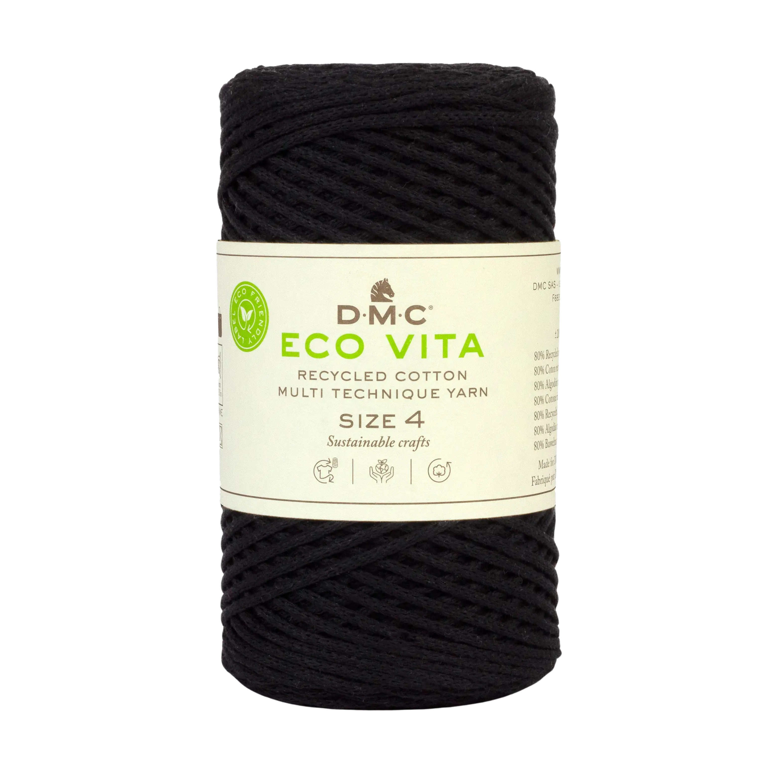 Cuộn sợi DMC COTON RECYCLE ECO VITA 4MM 4 PEL 250G COL U Art 385