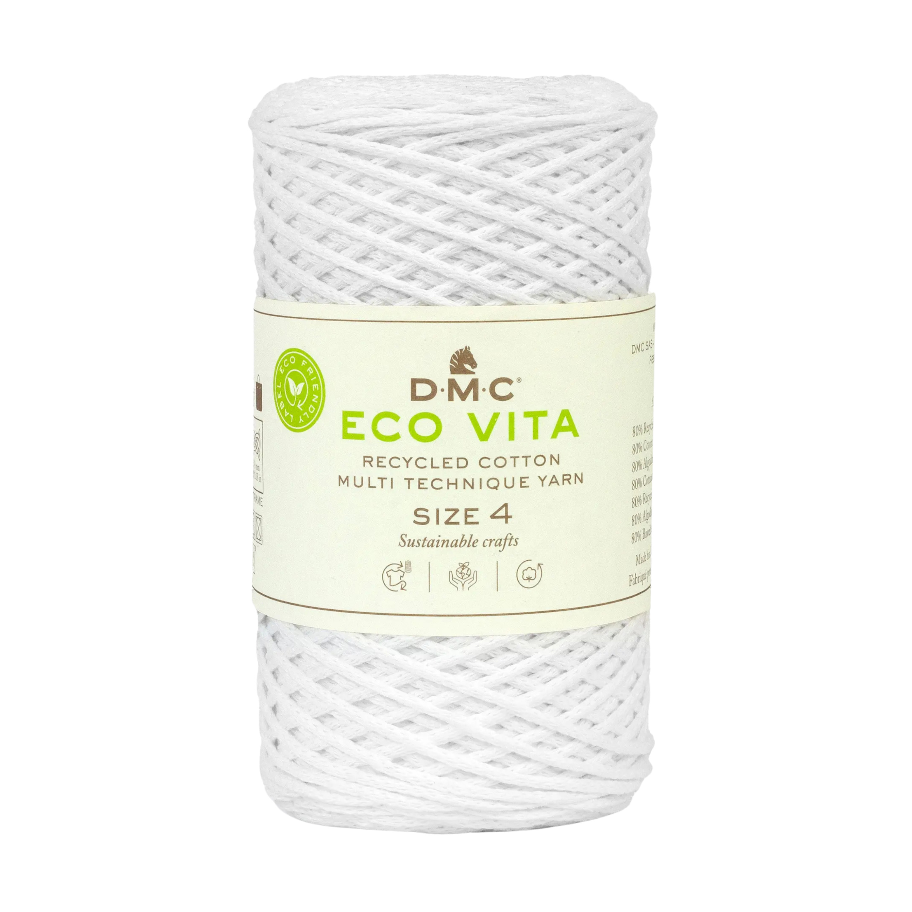 Cuộn sợi DMC COTON RECYCLE ECO VITA 4MM 4 PEL 250G COL U Art 385