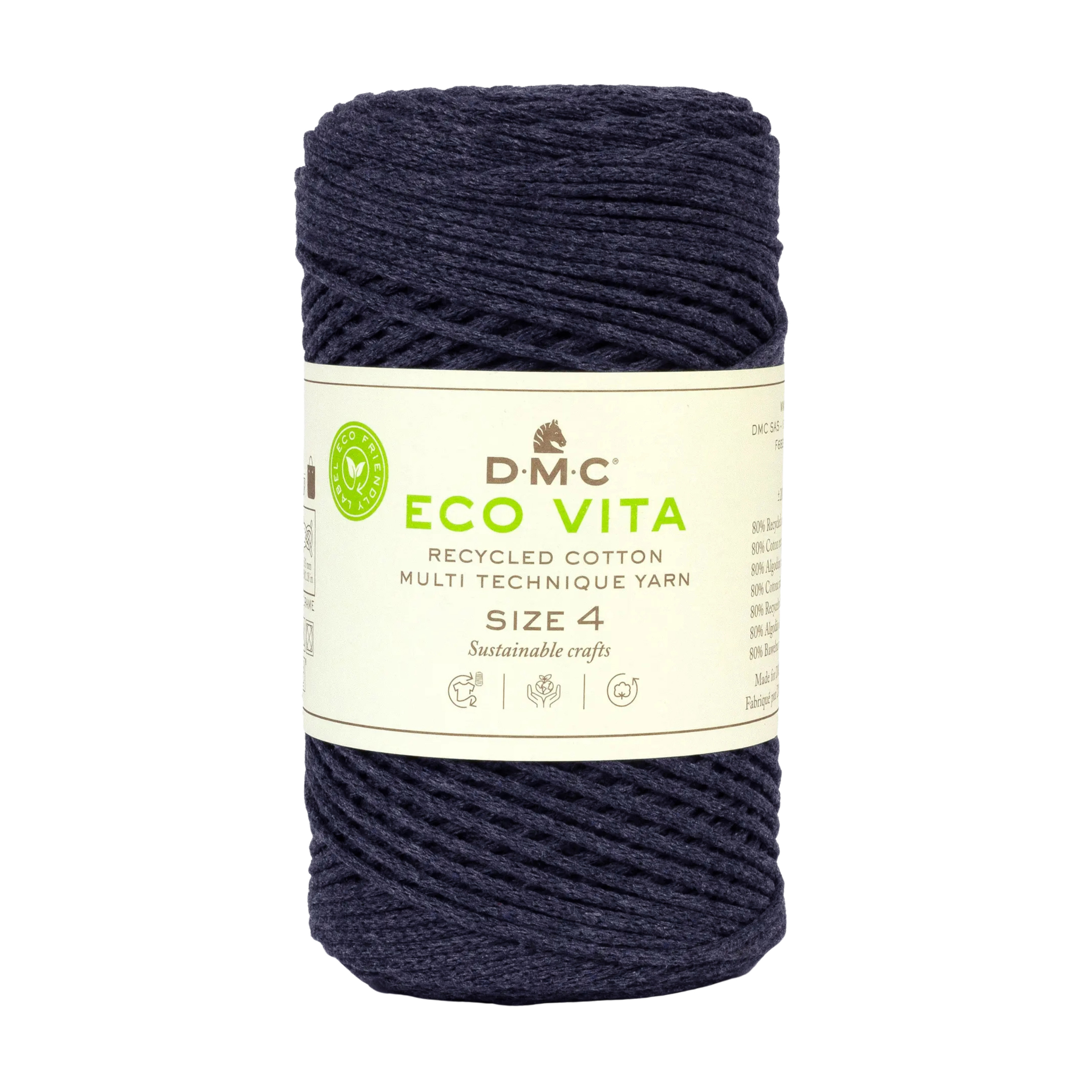 Cuộn sợi DMC COTON RECYCLE ECO VITA 4MM 4 PEL 250G COL U Art 385