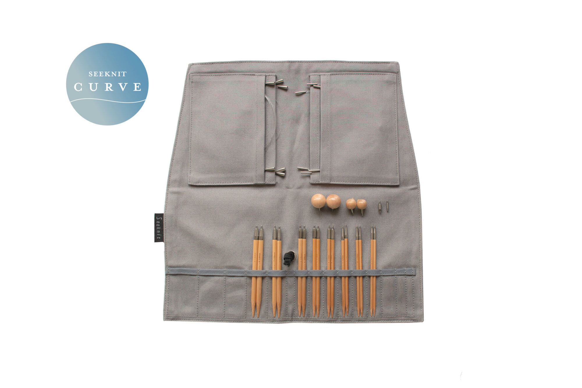Bộ kim đan vòng thay dây bằng tre SeeKnit Curve Koshitsu IC 10cm / 4" First set / Seeknit Case 2 Mini Gray 60242
