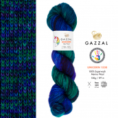 Cuộn len sợi lông cừu loang nhiều màu cầu vòng Gazzal Unicorn Yarn Wools Superwash Merino