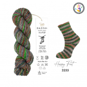 Cuộn len sợi loang nhiều màu bảy sắc cầu vòng Gazzal Happy Feet Yarn Wool Merino