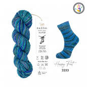 Cuộn len sợi loang nhiều màu bảy sắc cầu vòng Gazzal Happy Feet Yarn Wool Merino