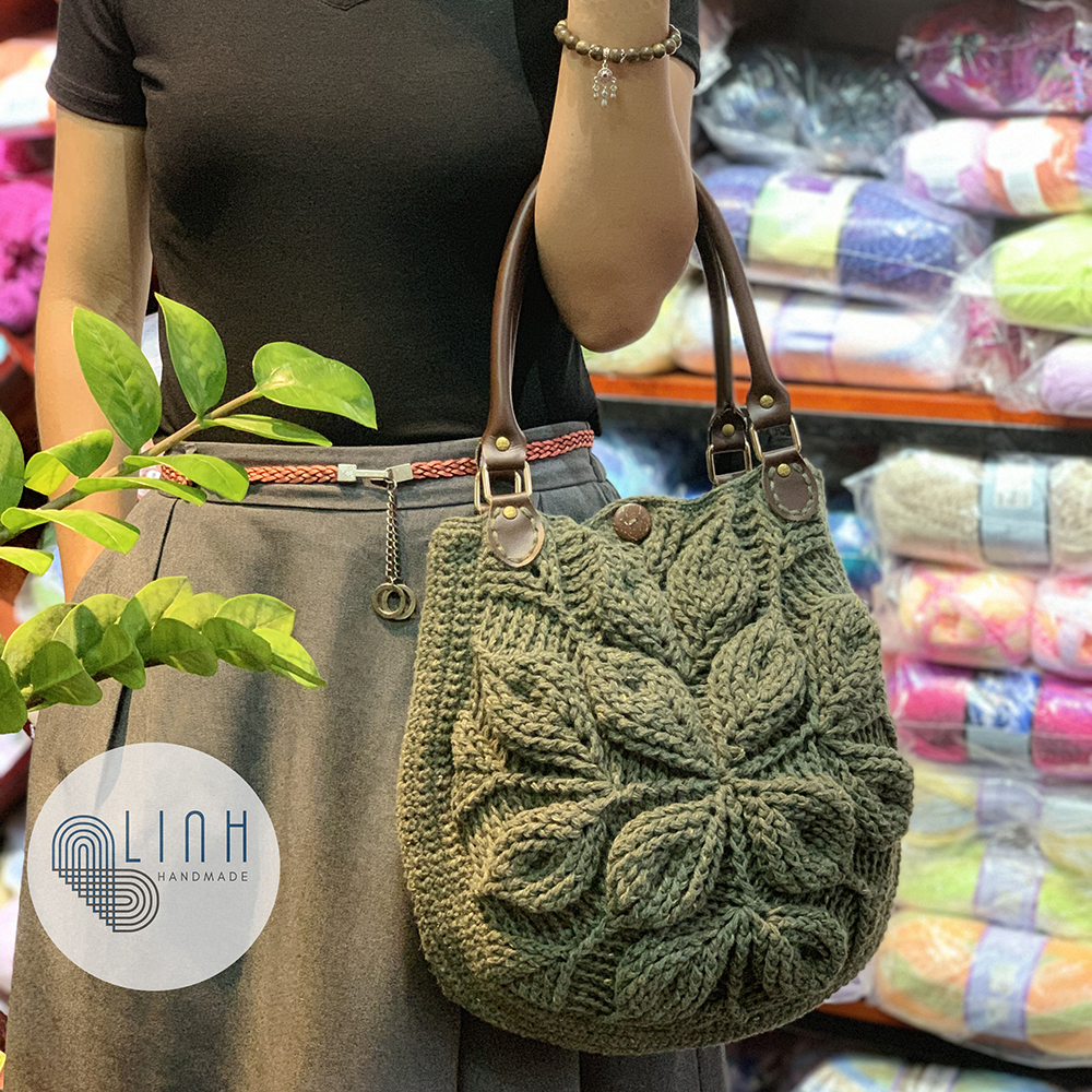 Túi handmade tự đan len bông tròn, túi len tự đan đính hoa dễ thương - Bộ  phụ kiện đầy đủ LX903 | Lazada.vn